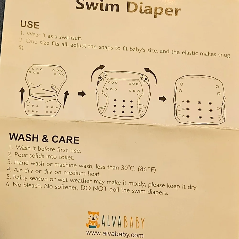 ALVA Baby Baby - Baby swim diapers, 3 pieces, reusable, washable and adjustable